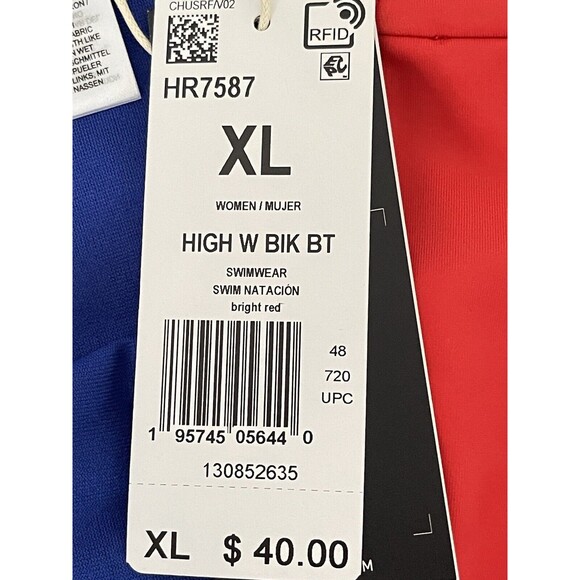 adidas High-Waist Bikini Bottom Swimwear Bright Red NWT Size XL - Picture 2 of 11